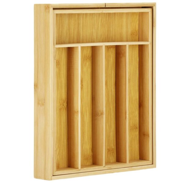 Organizator tacamuri si ustensile bucatarie, bambus, extensibil 28-45x33x5cm - Image 3