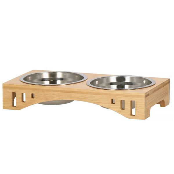 Set de 2 castroane din inox cu suport de bambus, 2x14cm - Image 3