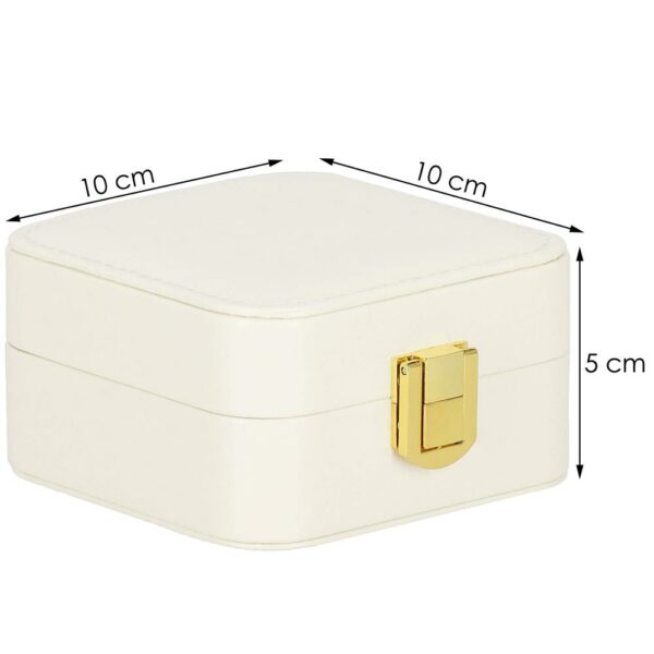 (DL) Cutie depozitare si organizare bijuterii, MDF, piele ecologica, 10 x 10 x 5cm, crem - Image 20