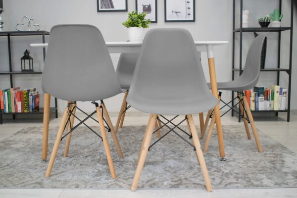 Set 4 scaune dining Scandinav pentru bucatarie, 38x42x82cm, gri - Image 15