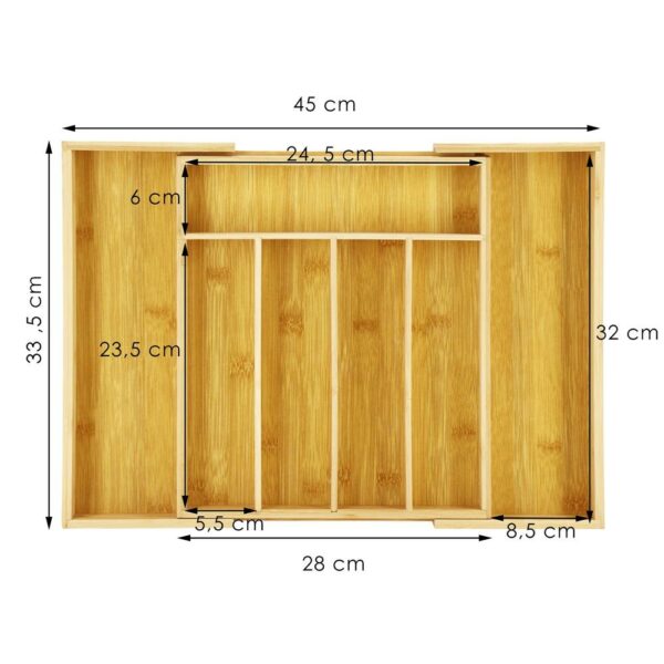 Organizator tacamuri si ustensile bucatarie, bambus, extensibil 28-45x33x5cm - Image 21