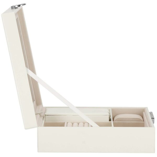 (DL) Cutie depozitare si organizare bijuterii, MDF, piele ecologica, 25 x 25 x 8,5cm, crem deschis - Image 21