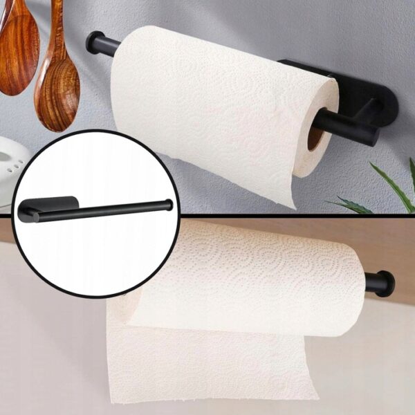 Acél wc papír tartó, öntapadós rögzítés, 33,5cm, fekete - Image 4