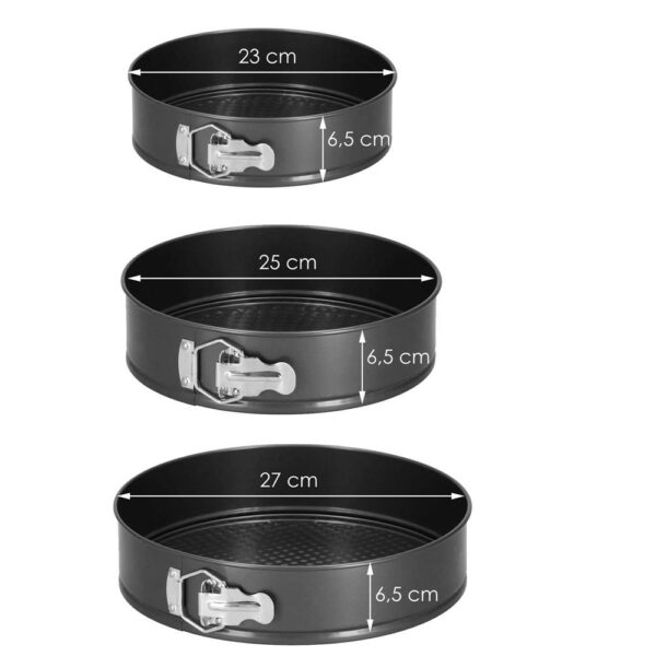 3 db sütőforma készlet, 27, 25 és 23 cm, kivehető aljú, szürke - Image 23