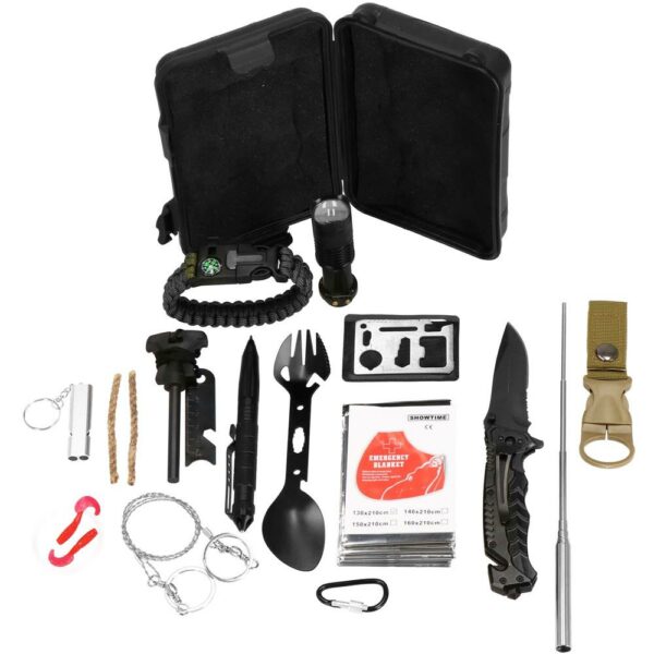 Kit de supravietuire turistic multifunctional camping, vanatoare, pescuit, 21 piese - Image 5