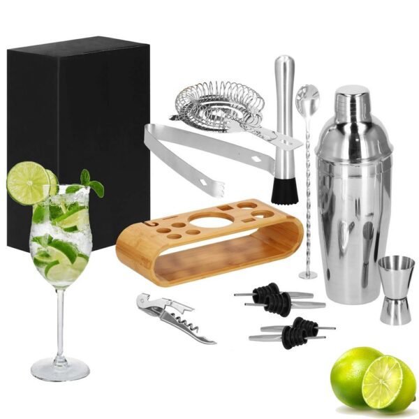 Cocktail Shaker készlet pultosoknak 750 ml, KI25, bambusz tartó, 12 darab - Image 26