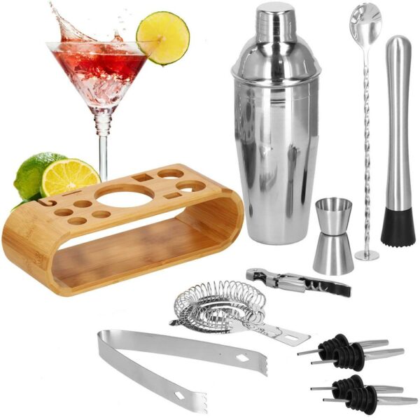 Cocktail Shaker készlet pultosoknak 750 ml, KI25, bambusz tartó, 12 darab - Image 27