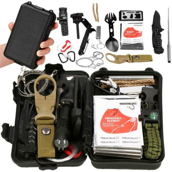 Kit de supravietuire turistic multifunctional camping, vanatoare, pescuit, 21 piese - Image 3