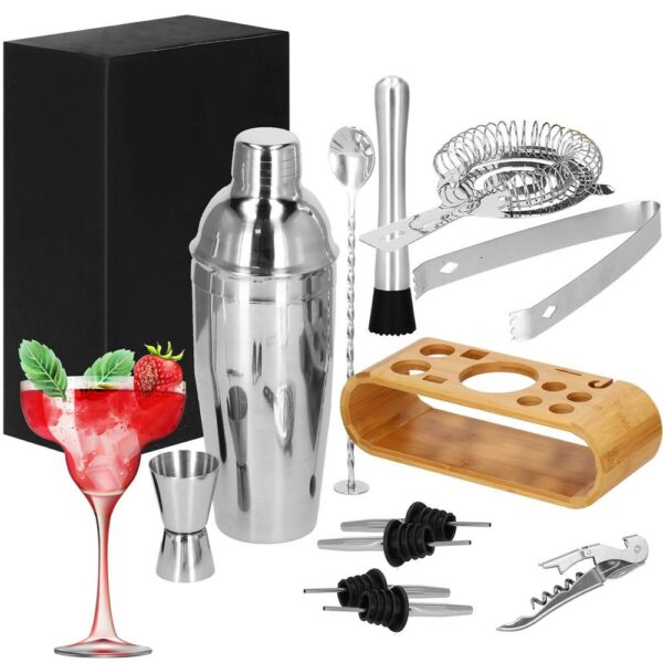 Cocktail Shaker készlet pultosoknak 750 ml, KI25, bambusz tartó, 12 darab - Image 28