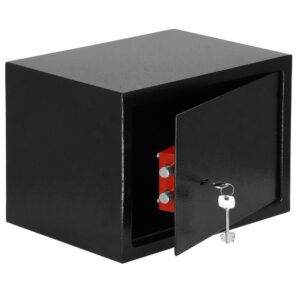 Seif standard cu cheie, 200x310x200 mm, Otel, Negru
