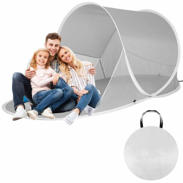 Cort plaja si picnic semi-deschis Sersimo, protectie UV, 190x100x90cm, gri - Image 2