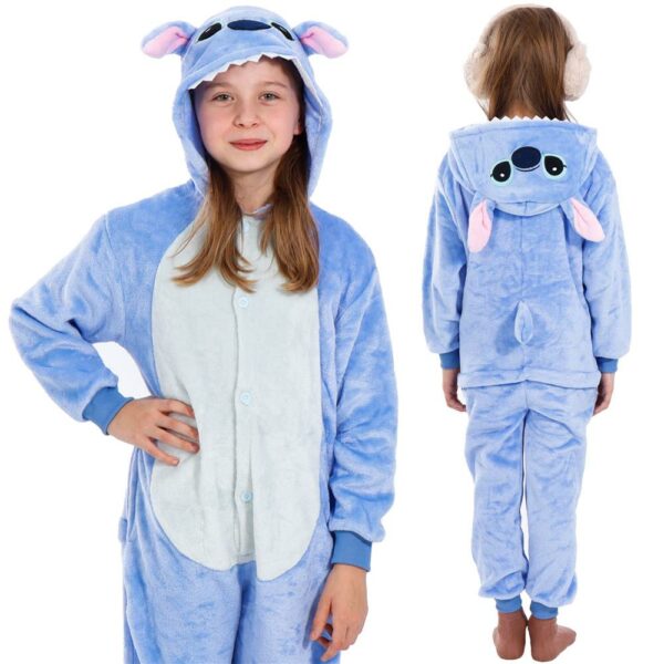 Pijama tip salopeta pentru copii, model stitch, marime 120-130cm - Image 4