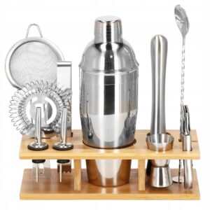 Cocktail Shaker készlet pultosoknak 750 ml, KI10, bambusz tartó, 12 darab