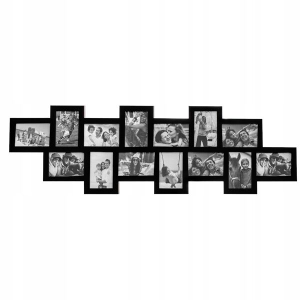Rama foto de perete, colaj de 14 fotografii, 36x118cm, negru - Image 4