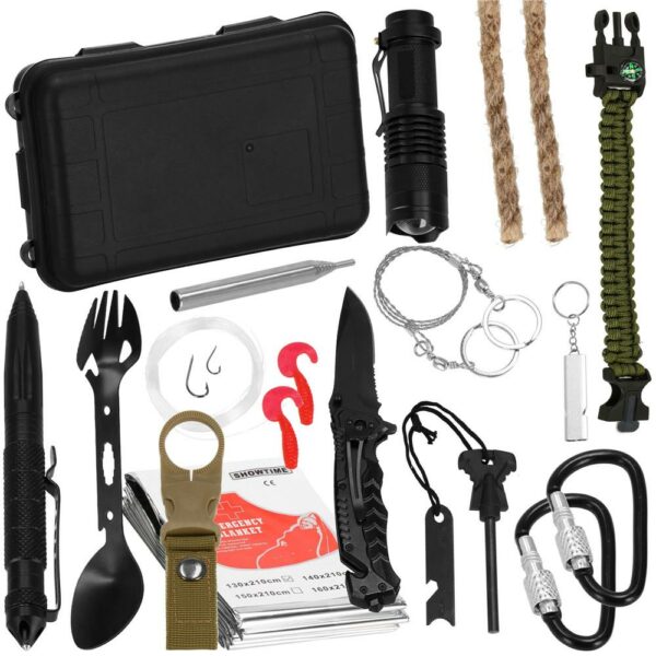 Kit de supravietuire turistic multifunctional camping, vanatoare, pescuit, 21 piese - Image 2