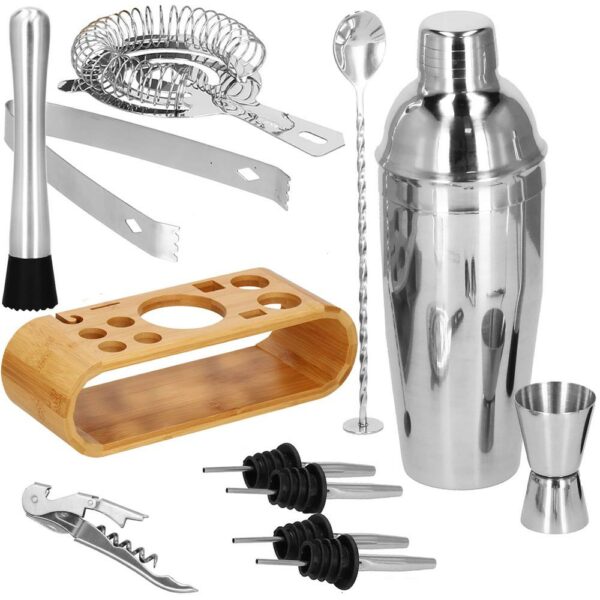 Cocktail Shaker készlet pultosoknak 750 ml, KI25, bambusz tartó, 12 darab - Image 29