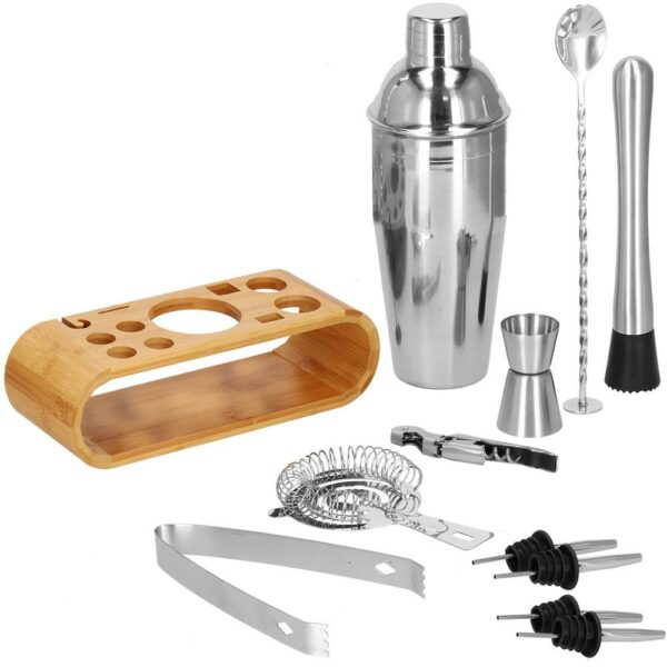 Cocktail Shaker készlet pultosoknak 750 ml, KI25, bambusz tartó, 12 darab - Image 31