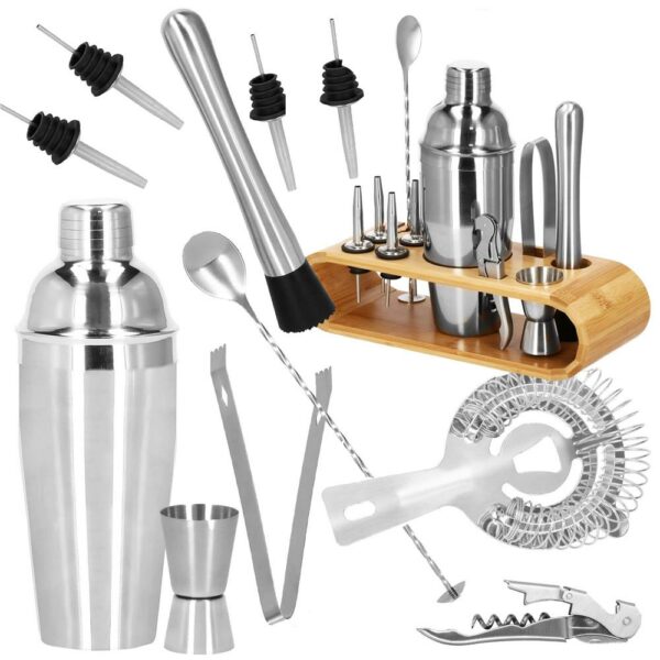 Cocktail Shaker készlet pultosoknak 750 ml, KI25, bambusz tartó, 12 darab - Image 34