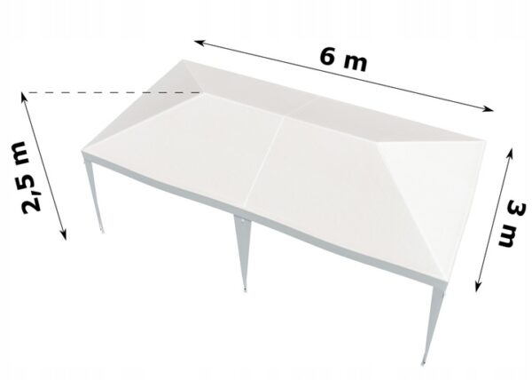 Kerti pavilonsátor, 600x300 cm, vízálló, UV-álló, fehér - Image 3