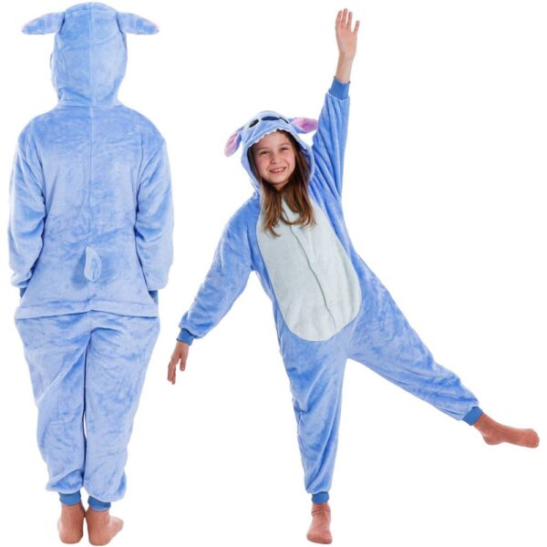 Pijama tip salopeta pentru copii, model stitch, marime 120-130cm - Image 5