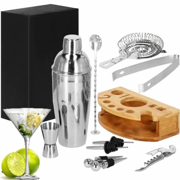 Cocktail Shaker készlet pultosoknak 750 ml, KI12, bambusz tartó, 12 darab - Image 6