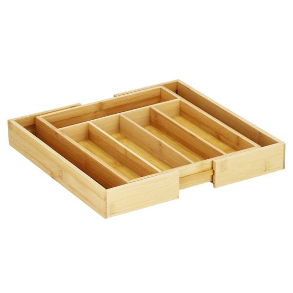 Organizator tacamuri si ustensile bucatarie, bambus, extensibil 28-45x33x5cm - Image 5
