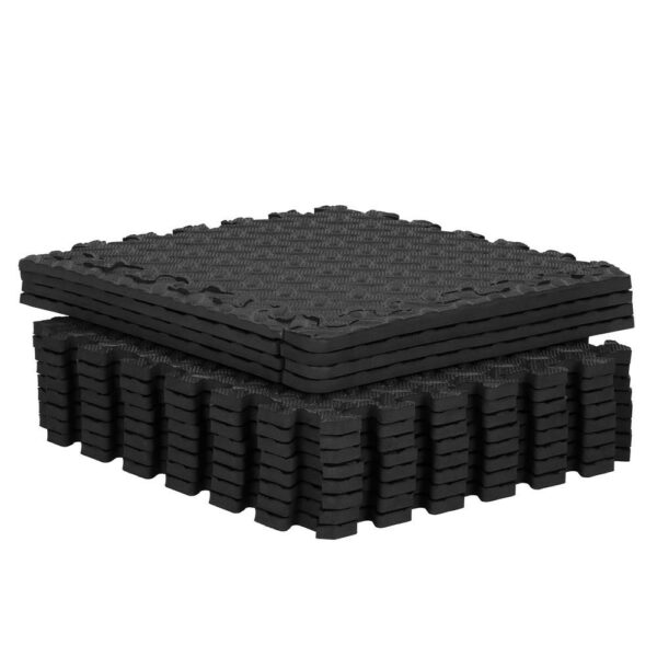 Covor din spuma pentru copii, tip puzzle, 12 piese, termoizolant, 118x90 cm, negru - Image 4