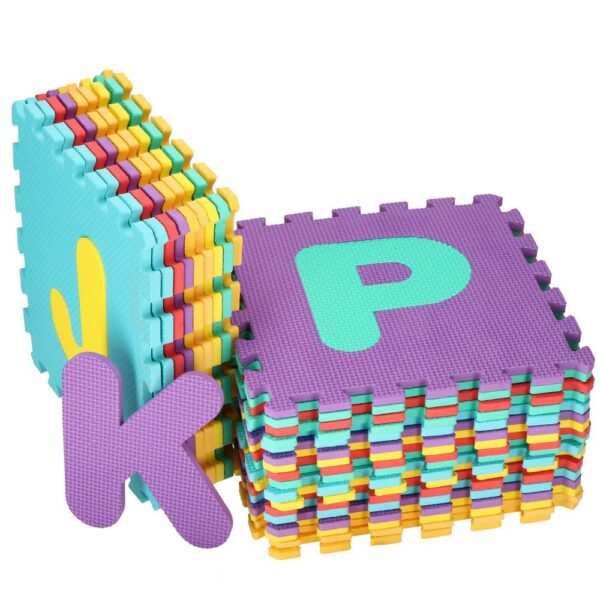Habszivacs matrac gyerekeknek, ábécés puzzle típusú, 61 db, hőszigetelő, 170x150 cm, többszínű - Image 3