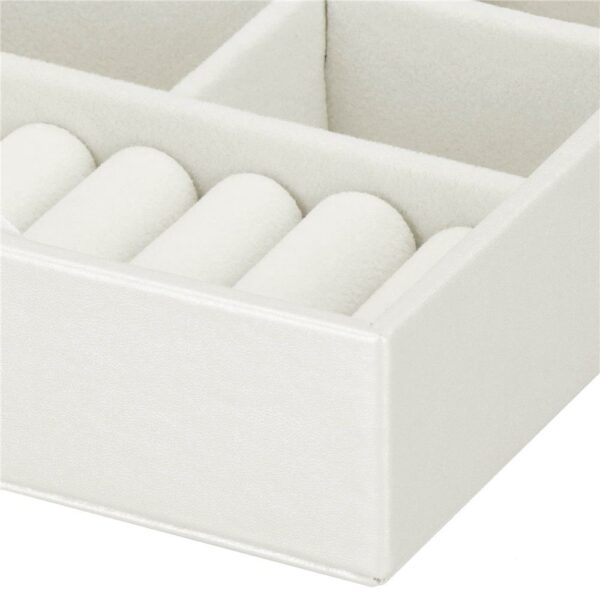 (DL) Cutie depozitare si organizare bijuterii, MDF, piele ecologica, 21 x 21 x 16cm, alb perla - Image 5