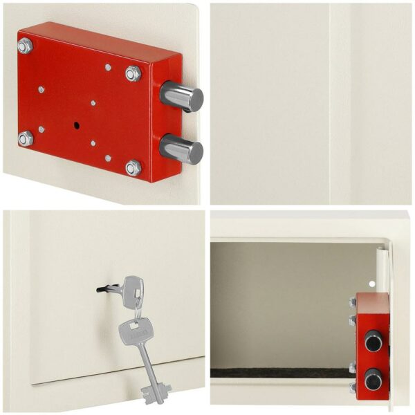 Seif standard cu cheie, 200x310x200 mm, Otel, Bej - Image 5