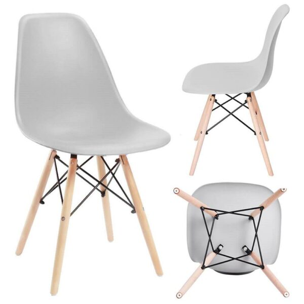 Set 4 scaune dining Scandinav pentru bucatarie, 38x42x82cm, gri - Image 3