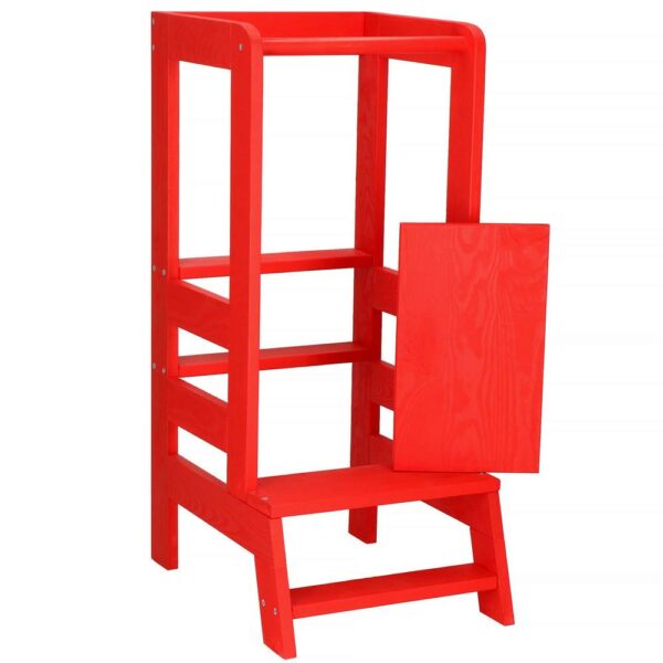 (DL) Turn de invatare inaltator multifunctional de bucatarie din lemn, ajustabil, rosu - Image 5