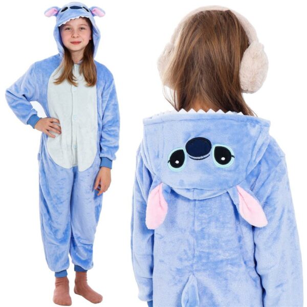 Pijama tip salopeta pentru copii, model stitch, marime 120-130cm - Image 6