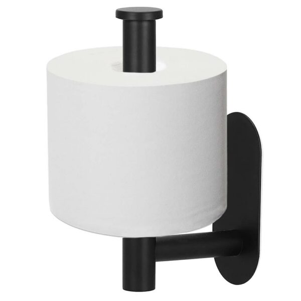 Acél wc papír tartó, öntapadós rögzítés, 16cm, fekete
