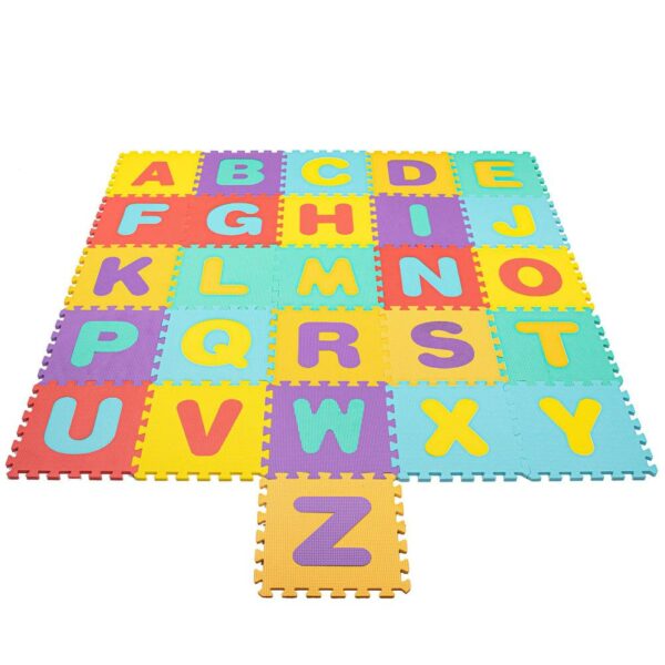 Habszivacs matrac gyerekeknek, ábécés puzzle típusú, 61 db, hőszigetelő, 170x150 cm, többszínű - Image 4