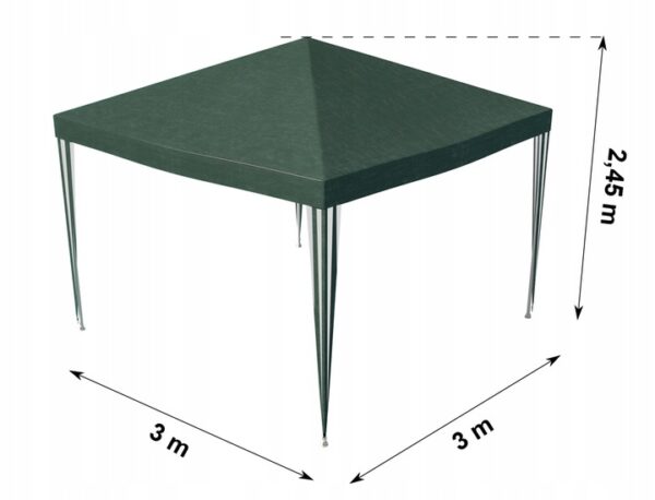 Cort pavilion de gradina, 300x300 cm, impermeabil cu rezistenta UV, verde - Image 6
