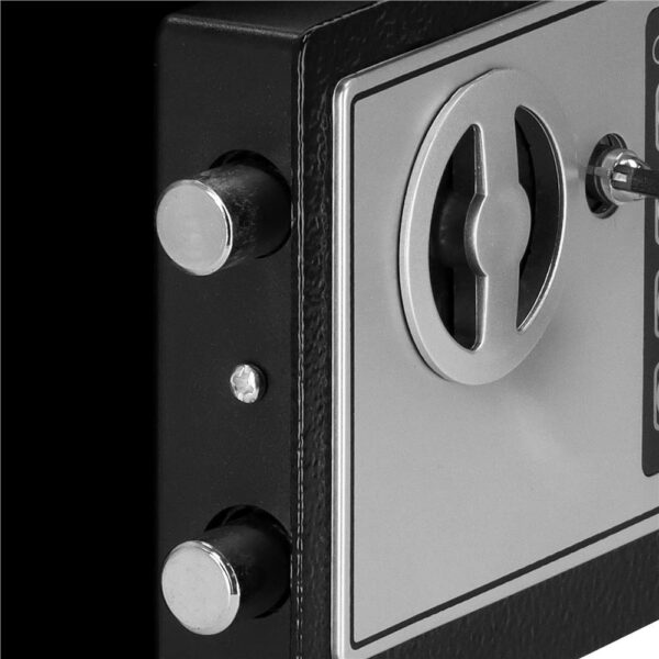 Standard elektronikus széf kóddal és kulccsal, 170x230x170 mm, Acél, Fekete - Image 6