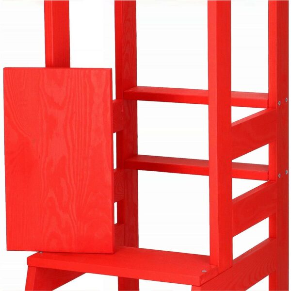 (DL) Turn de invatare inaltator multifunctional de bucatarie din lemn, ajustabil, rosu - Image 6