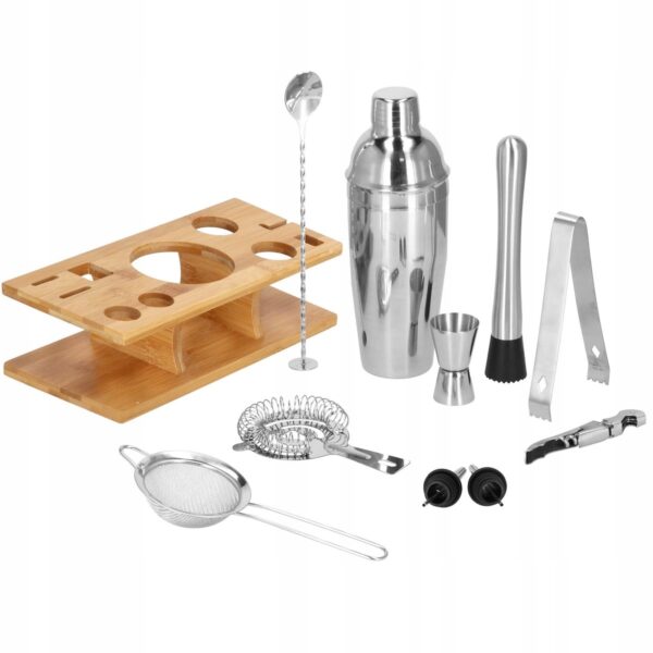 Cocktail Shaker készlet pultosoknak 750 ml, KI10, bambusz tartó, 12 darab - Image 15