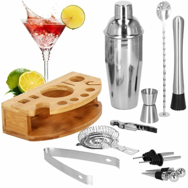 Cocktail Shaker készlet pultosoknak 750 ml, KI12, bambusz tartó, 12 darab - Image 8