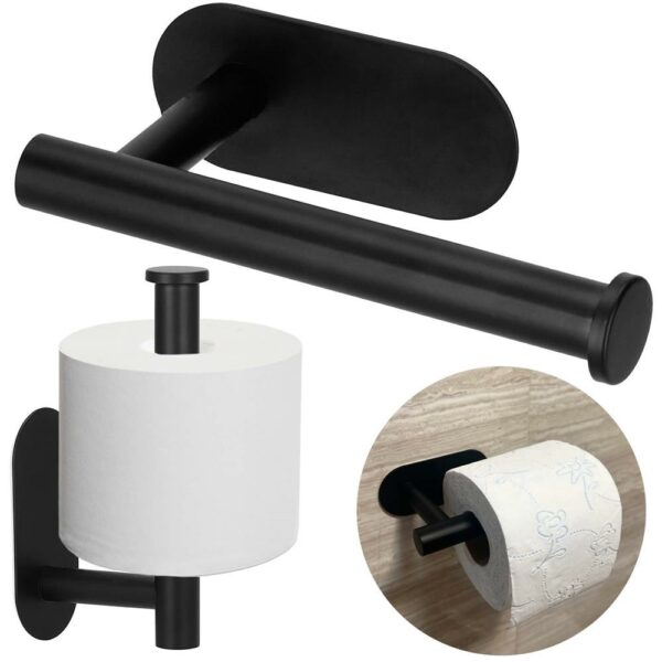 Acél wc papír tartó, öntapadós rögzítés, 16cm, fekete - Image 5