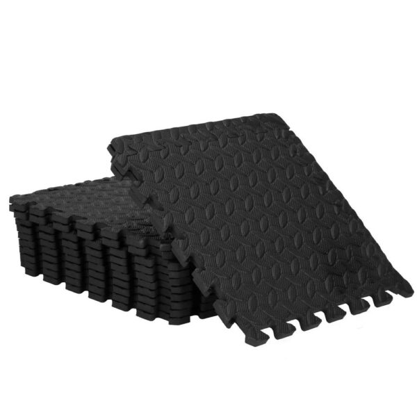 Covor din spuma pentru copii, tip puzzle, 12 piese, termoizolant, 118x90 cm, negru - Image 6