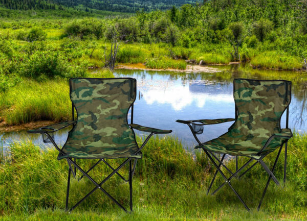 Scaun pliabil camping sau pescuit Sersimo, suport pahar, camuflaj - Image 6