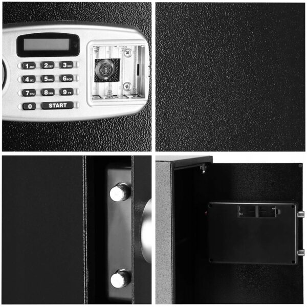Seif electronic standard cu cifru si cheie, 350x500x360 mm, Otel, Negru - Image 8