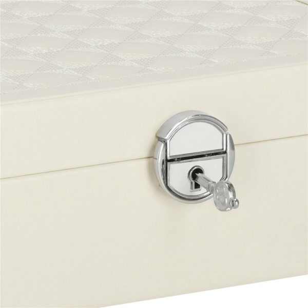(DL) Cutie depozitare si organizare bijuterii, MDF, piele ecologica, 25 x 25 x 8,5cm, crem deschis - Image 8
