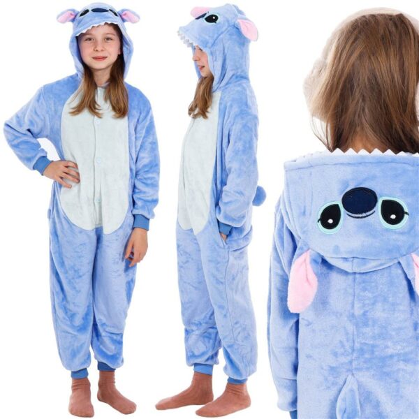 Pijama tip salopeta pentru copii, model stitch, marime 120-130cm - Image 8