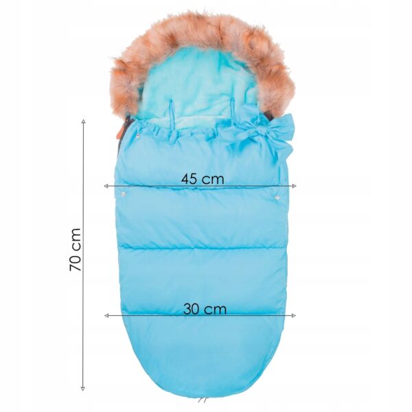 Sac iarna pentru carucior model universal cu gluga detasabila, 70x45cm, albastru - Image 6