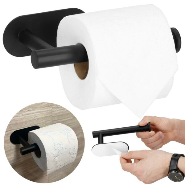 Acél wc papír tartó, öntapadós rögzítés, 16cm, fekete - Image 6