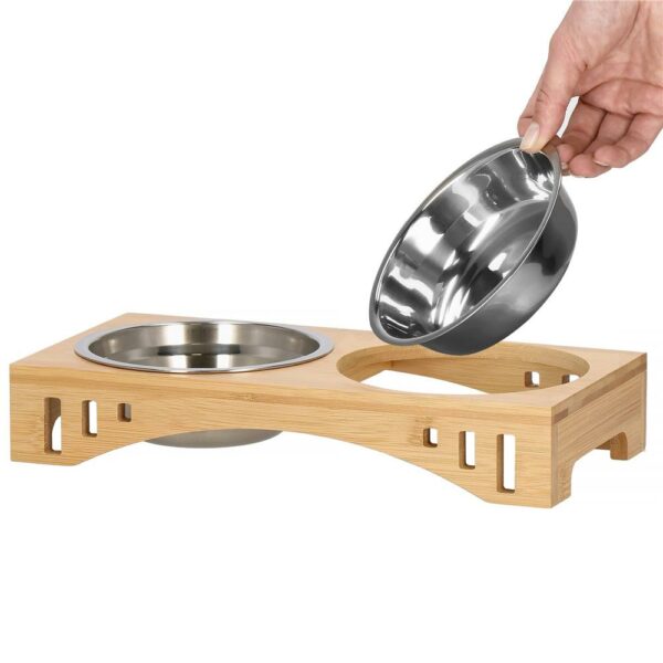 Set de 2 castroane din inox cu suport de bambus, 2x14cm - Image 8