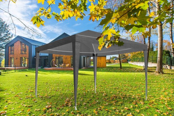 Kerti pavilonsátor, 300x300 cm, 4 oldalfallal ablakos, vízálló, UV-álló, szürke - Image 8